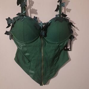Spirit Poison Ivy Green Leaf-Embellished Women's Bustier
